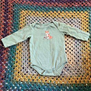 Green Fox Print Kids One Piece